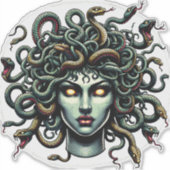 Green Gazing Medusa Hoofd vol slangen Sticker (Voorkant)