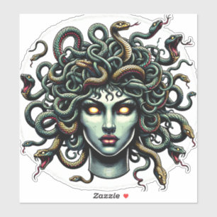 Green Gazing Medusa Hoofd vol slangen Sticker