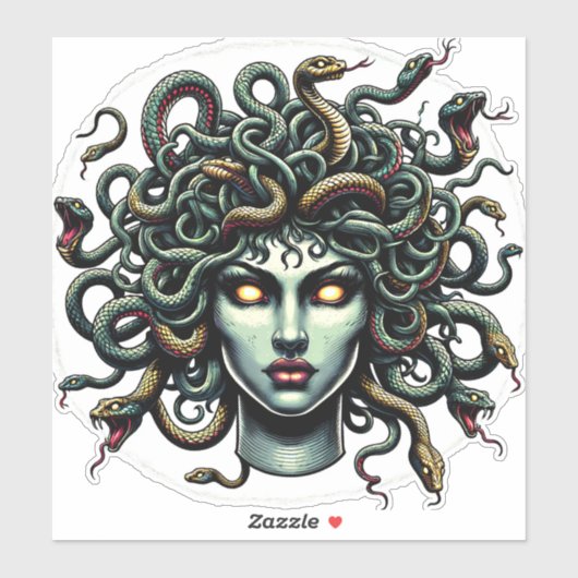 Green Gazing Medusa Hoofd vol slangen Sticker (Vel)