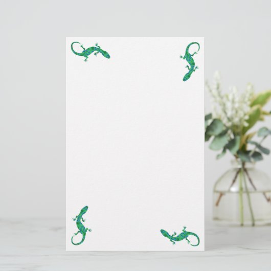Green Gecko Briefpapier (Staand voorkant)