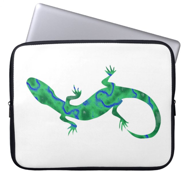 Green Gecko Laptop Sleeve (Voorkant)