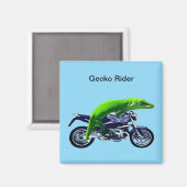Green Gecko Rider over motorfietsen Magneet (Voorkant / Achterkant)