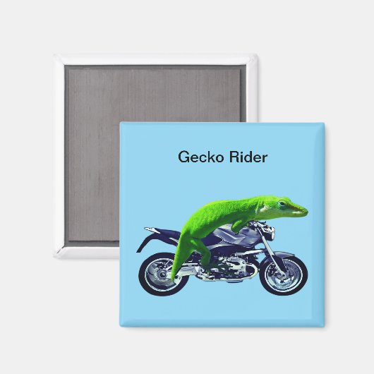 Green Gecko Rider over motorfietsen Magneet (Voorkant / Achterkant)