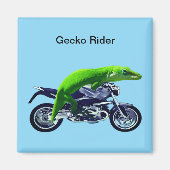Green Gecko Rider over motorfietsen Magneet (Voorkant)
