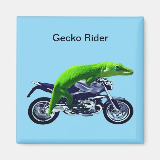 Green Gecko Rider over motorfietsen Magneet (Voorkant)