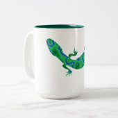 Green Gecko Tweekleurige Koffiemok (Voorkant links)