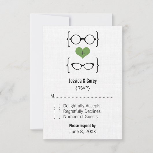 Green Geeky Glasses Response Kaart (Voorkant)