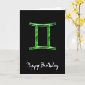 Green Gemini Sign Birthday Kaart (Gele Bloem)