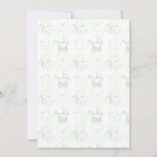 Green Gender Neutral Baby shower Invitation Kaart (Achterkant)