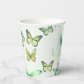 Green Gender Neutral Butterfly Baby shower Papieren Bekers (Achterkant)