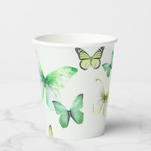 Green Gender Neutral Butterfly Baby shower Papieren Bekers (Voorkant)