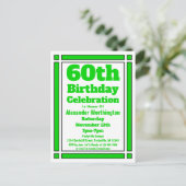 Green Geometric 60th Birthday Invitation Briefkaar Uitnodiging Briefkaart (Staand voorkant)
