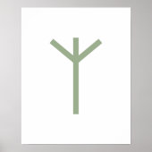 Green Geometric Algiz (Protection) Viking Rune Poster (Voorkant)