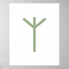 Green Geometric Algiz (Protection) Viking Rune Poster