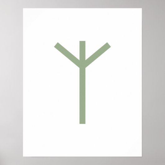 Green Geometric Algiz (Protection) Viking Rune Poster (Voorkant)