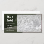 Green Geometric Camouflage Party nodigt fotokaart  (Voorkant / Achterkant)