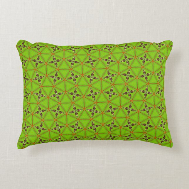 Green Geometric Floral Pattern Pillowcase Accent Kussen (Voorkant)