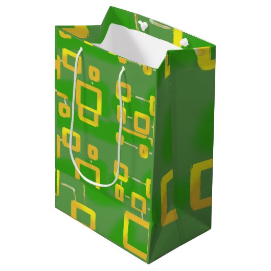Green Geometric Gift Bag Medium Cadeauzakje (Voorkant Gekanteld)