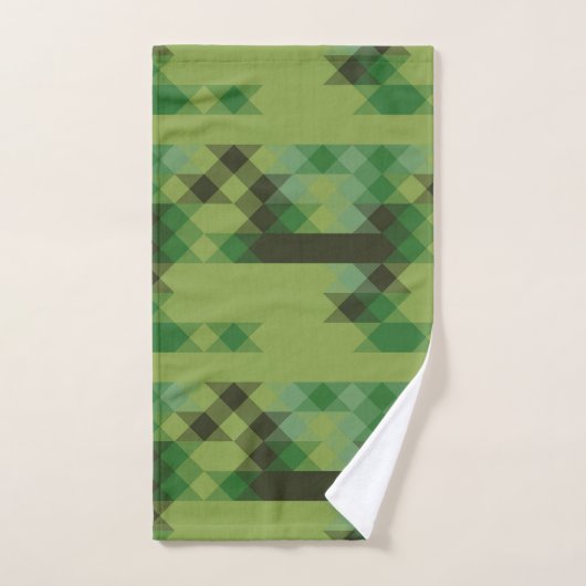 green geometric pattern bad handdoek (Handdoek)