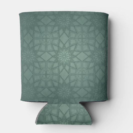 Green Geometric Pattern Custom Text Elegant Blikjeskoeler (Achterkant)