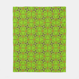 Green Geometric Pattern Fleece Blanket  Deken