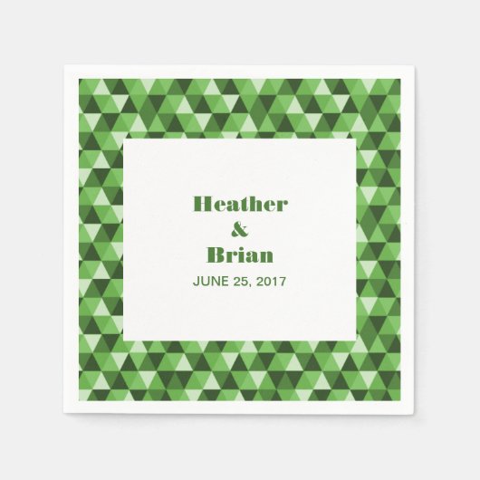 Green Geometric Triangles Paper Napkins Servetten (Voorkant)
