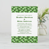 Green Geometric Triangles Wedding Invite Kaart (Staand voorkant)