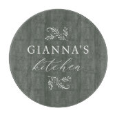 Green | Gepersonaliseerde Botanische Jouw naam Keu Snijplank (Voorkant)