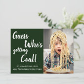 Green Getting Coal Family Foto Kerstmis Kaart (Staand voorkant)