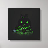 Green Ggloing Black Halloween Jack O Lantern Canvas Afdruk (Voorkant)