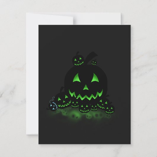 Green Ggloing Black Halloween Jack O Lantern Kaart (Achterkant)