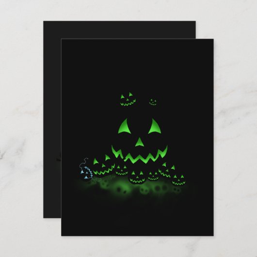 Green Ggloing Black Halloween Jack O Lantern Kaart (Voorkant / Achterkant)