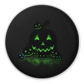 Green Ggloing Black Halloween Jack O Lantern Keramische Knop (Voorkant)