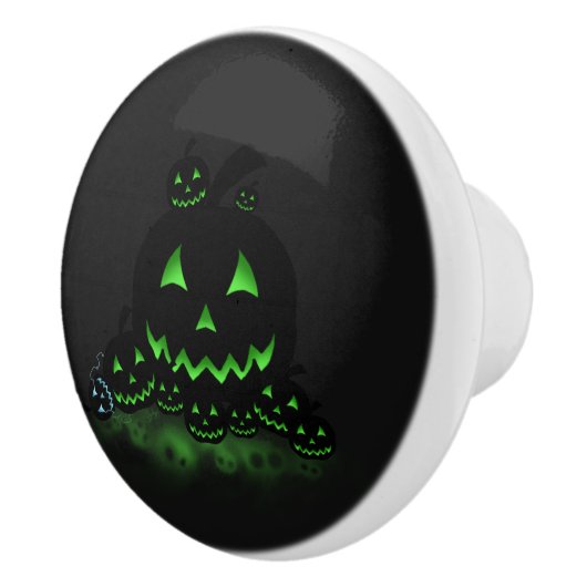 Green Ggloing Black Halloween Jack O Lantern Keramische Knop (Rechts)