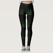 Green Ggloing Black Halloween Jack O Lantern Leggings (Voorkant)
