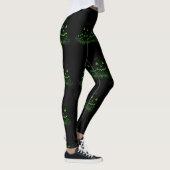 Green Ggloing Black Halloween Jack O Lantern Leggings (Rechts)