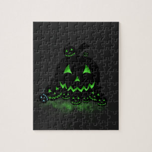 Green Ggloing Black Halloween Jack O Lantern Legpuzzel
