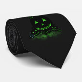 Green Ggloing Black Halloween Jack O Lantern Stropdas (Opgerold)