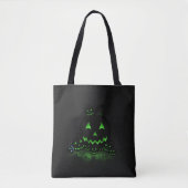 Green Ggloing Black Halloween Jack O Lantern Tote Bag (Voorkant)