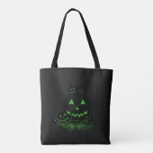 Green Ggloing Black Halloween Jack O Lantern Tote Bag (Achterkant)