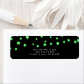 Green Ggloing Stars Birthday Party Invitation Etiket (Insitu)