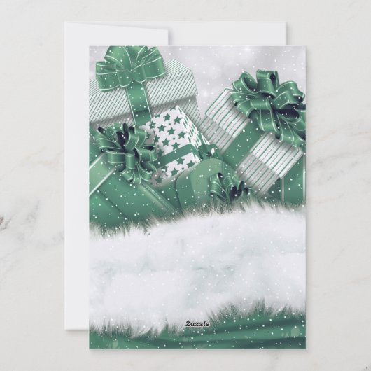 Green  Gift Snow-fotokerstkaarten Feestdagenkaart (Achterkant)