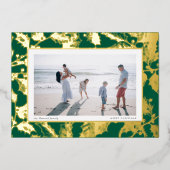 Green Gilded Holly Frame Traditional Christmas Folie Feestdagenkaart (Voorkant)