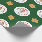 Green Gingerbread Cookie Custom Name Script Fun Cadeaupapier (Hoek)