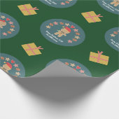 Green Gingerbread Cookie Script Aangepaste naam Sc Cadeaupapier (Hoek)