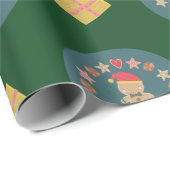 Green Gingerbread Cookie Script Aangepaste naam Sc Cadeaupapier (Rol Hoek)