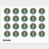 Green Gingerbread Girl Holiday Cookie Modern Schat Ronde Sticker (Vel)