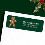 Green Gingerbread Man Christmas Retouradres Etiket<br><div class="desc">Voeg een zoete vakantie touch aan uw kerstkaarten en pakketten met deze groene peperkoek man retour adres labels. Met een schattige peperkoekmanillustratie en een aanpasbaar adresveld, zijn deze labels ideaal voor het verspreiden van vakantiegroet met elk stuk post. Ideaal voor uw vakantie correspondentie, deze charmante labels maken uw kerstgroeten nog...</div>