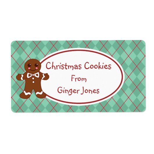 Green Gingerbrood kerstkoekjes Labels (Voorkant)