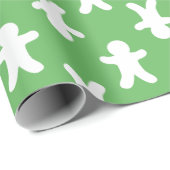 Green Gingerbrood Man Pattern Cadeaupapier (Rol Hoek)
